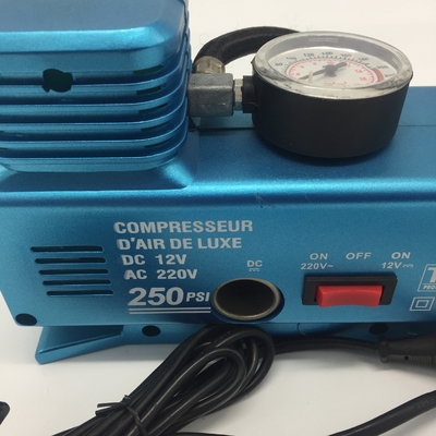 Compressores de ar para veículos de plástico AC/DC com calibre pneu de automóvel portátil bomba de ar elétrica para pneus