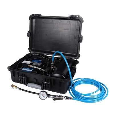 Compressor de ar de automóvel de duplo cilindro de carga pesada para inflação de pneus de automóvel com caixa de plástico