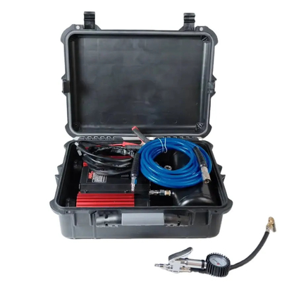 Compressor de ar de duplo cilindro off-road com inflador de pneus de carro de caixa de plástico