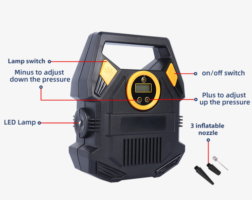 Infladores de pneus portáteis para carros Bomba de ar 12v com luz