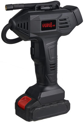 Compressor de ar portátil com motor de corrente contínua de 12 V com taxa de fluxo de 27 L/min e bateria recarregável de 2000 mAh para inflação rápida dos pneus