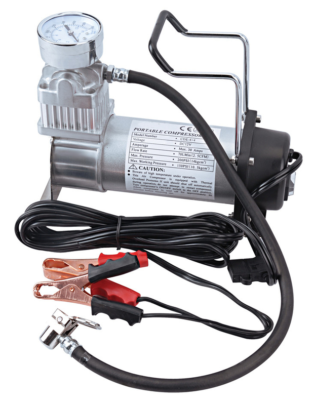 Compressor de ar portátil de cilindro único offroad DC12V de metal com calibre