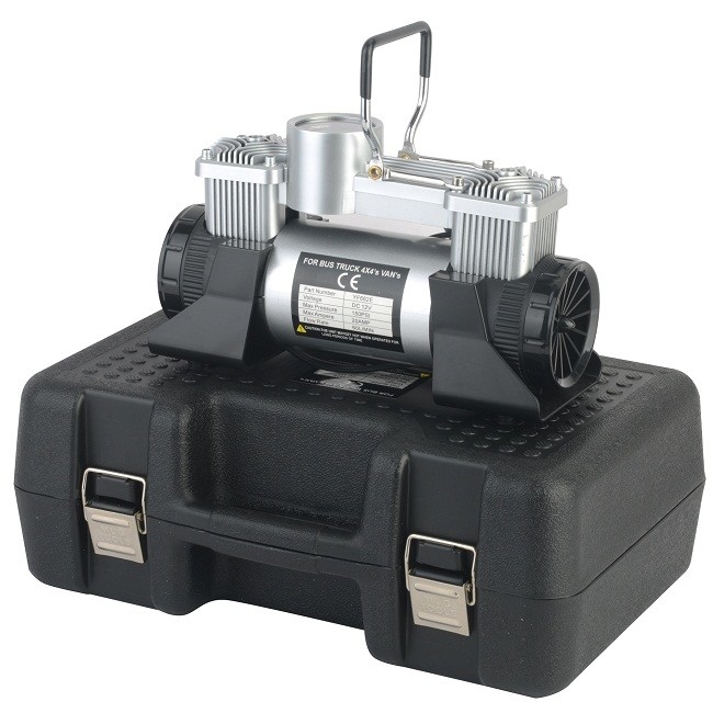 Compressor de ar de automóvel portátil de metal DC12V com kit de compressor de caixa de plástico