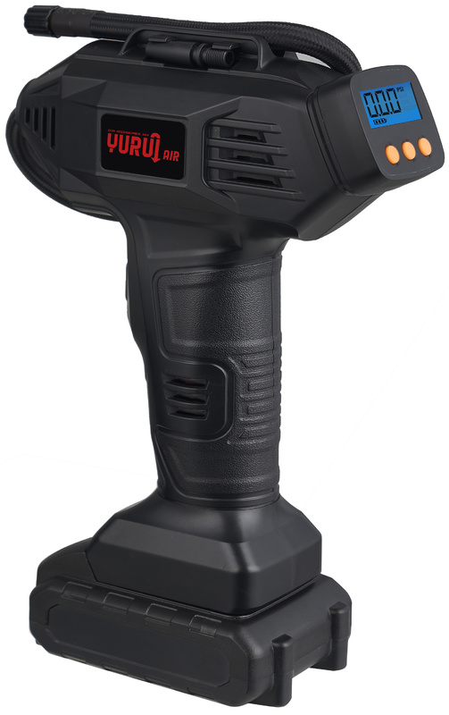 Compressor de ar portátil com motor de corrente contínua de 12 V com taxa de fluxo de 27 L/min e bateria recarregável de 2000 mAh para inflação rápida dos pneus