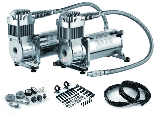 Bom preço. Compressor duplo de aço de prata da suspensão do ar da inflação rápida para o carro 4,5 CFM 150PSI on-line