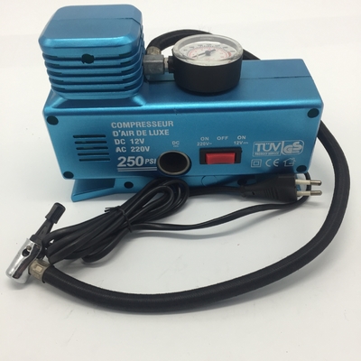 Compressores de ar para veículos de plástico AC/DC com calibre pneu de automóvel portátil bomba de ar elétrica para pneus