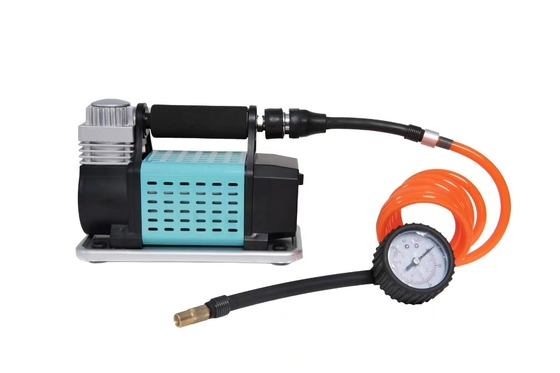 Compressor de ar de automóvel portátil DC12V de cilindro único com manômetro de pressão metálico