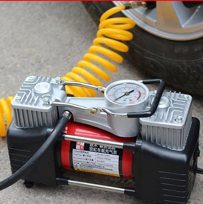 Compressor de ar portátil de mão de alta pressão com duplo cilindro para inflar pneus de automóveis