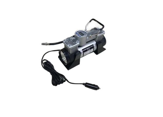 Compressor de ar portátil de duplo cilindro com alça e caixa de plástico